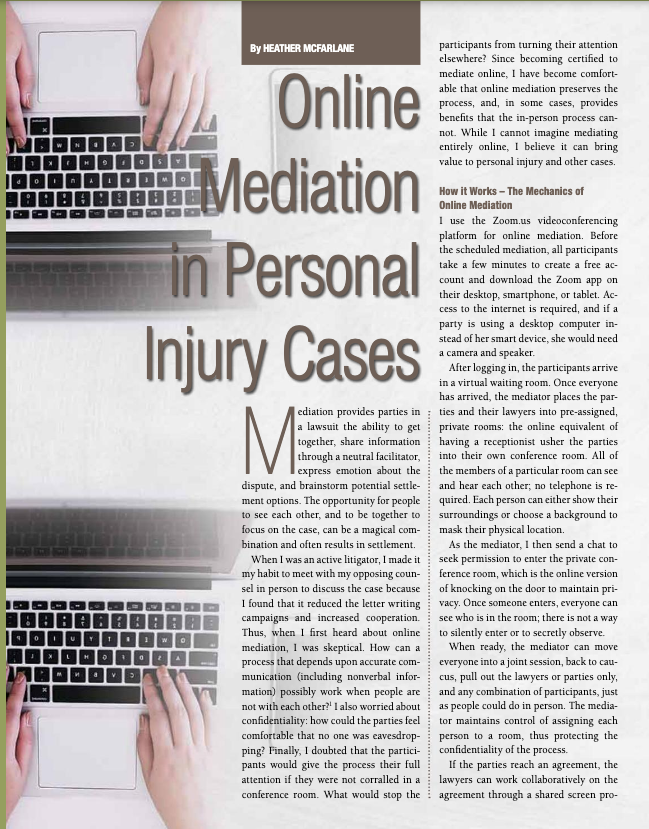 Online Mediation in Personal Injury Cases